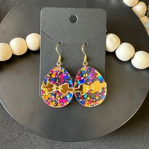 Egg Earrings Glitter Acrylic Easter Egg Gold